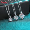Smyoue 1ct VVS Moissanite Necklace for Women Simulated Lab Diamond Pendant Gift 100% Sterling Sier Wedding Jewelry Four-claw
