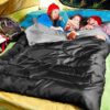 COSTWAY Double Sleeping Bag, Extra Large - 220 x 150 cm - Converts into 2 Singles, Waterproof Sleeping Bag with Free Pillows and Carrying Bag for Camping, Hiking