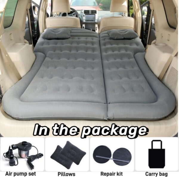 SUV Air Mattress Car Bed Inflatable Mattress for Truck Backseat - Portable Air Mattress with Flocking Surface and Pillows Foldable Air Bed for Home Tent Camping Travel - Grey