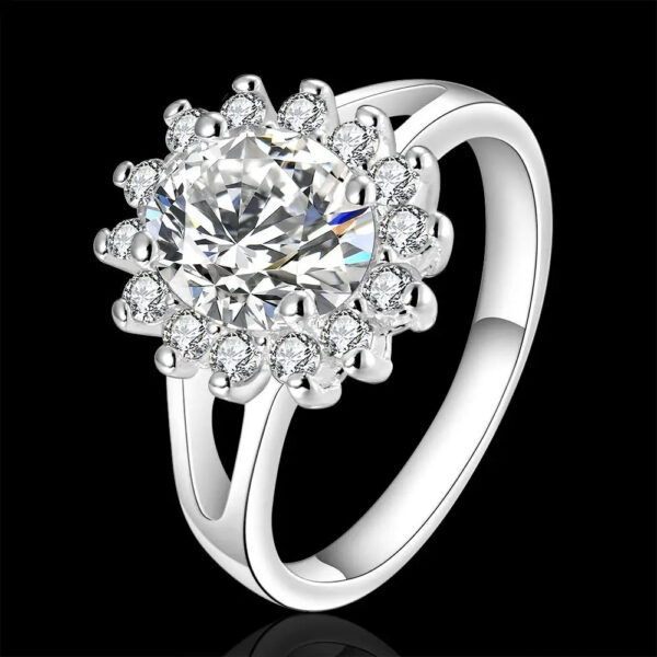 11a4fe894a3c8003 Popular brands Sterling Sier crystal flower moissanite diamond Rings For Women Fashion Wedding Party Gifts Jewelry