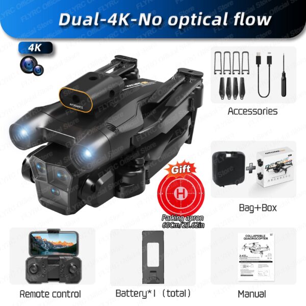 11ae5d74ea22e4c4 New M4 Drone 4K Professinal With Wide Angle Triple HD Camera Foldable RC Helicopter WIFI FPV Height Hold Apron Sell