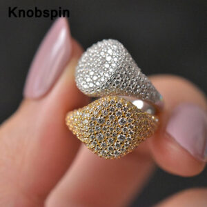 11b12b5fb696b4b2 Knobspin S Sterling Sier White Gold Plated Full Diamonds Sparkling Rings For Women Men Party Fine Jewelry