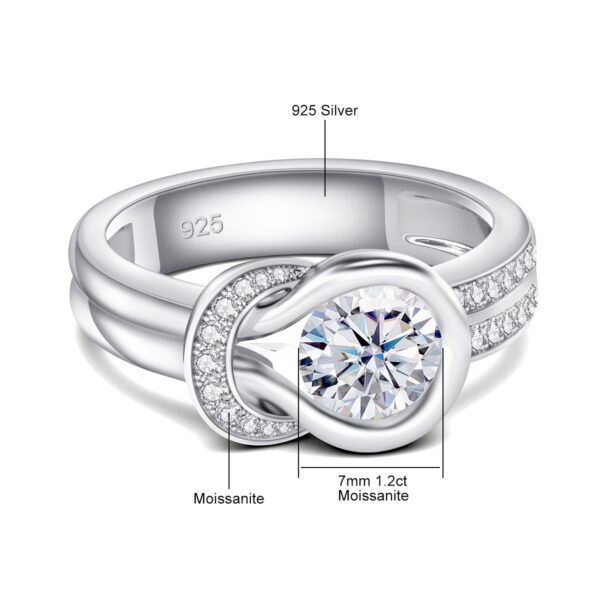 With Certificate Bow Knot Moissanite Ring For Women Wedding Band 7mm 1.2ct Engagement Jewelry Brand Bride Gift Trending