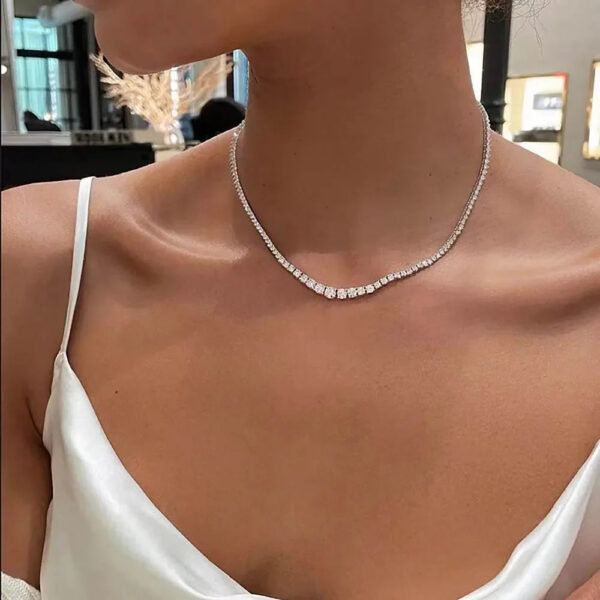 11bc6700d7f84a31 Full Moissanite Tennis for Women Sterling Sier Plated Gold Diamond Choker Necklace with GRA Certificate