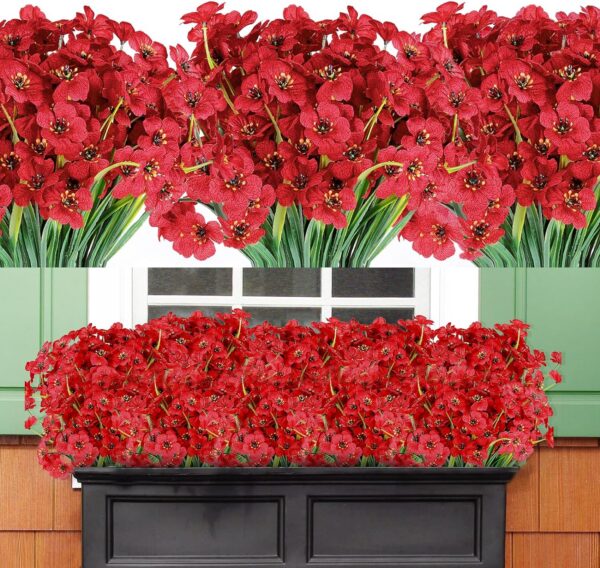 11c3dc0c35b452ef AmyHomie 20 Bundles Artificial Flowers Outdoor UV Resistant Faux Flowers No Fade Fake Plastic Plants Garden Porch Window Box Decorating(Bright Yellow)
