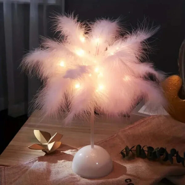 1PC Feather Design LED Table Lamp Kids - Battery-Powered, Portable & Ideal Bedroom Decor for All Ocns