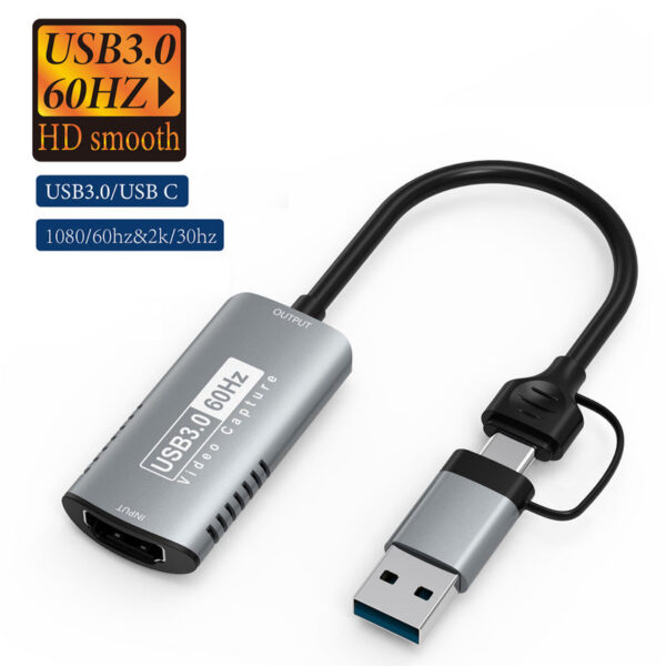 11d0015ef473b2a6 1080P@30Hz/60Hz Recording 4K HD Source to USB/Type-C 2in1 Video Capture Card for Laptop PC Xbox Game Camera Live Streaming