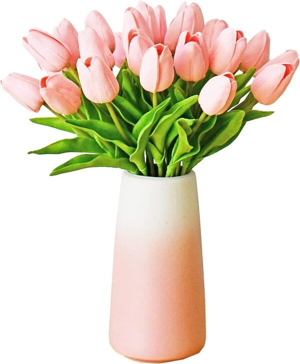Mandy's 20pcs Red Artificial Tulip Silk Fake Flowers 13.5" for Mother's Day Easter Valentine’s Day Gifts in Bulk Home Kitchen Wedding Decorations