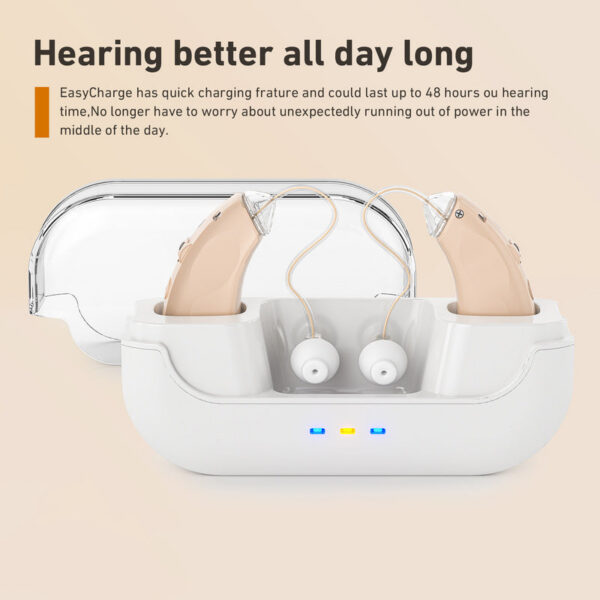 Rechargeable hearing aids seniors noise reduction ,Digital Amplifiers for Hearing Loss, with charging case.