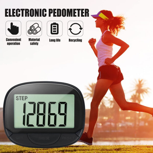 ThreeH Track Steps Multifunctional Portable Sports Pedometer Step Distance Calories Counter Fiess Tracker Time Display
