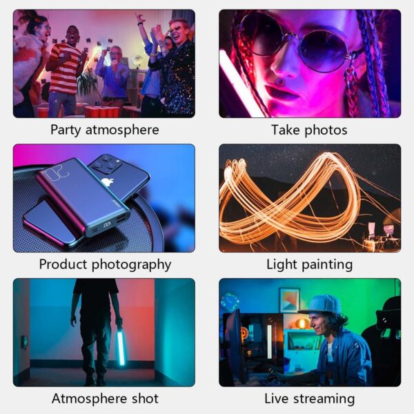 Portable RGB Magnetic Photography Lighting Handheld LED Stick Lamp Vlog Fill Light For YouTube Video Picture Shooting
