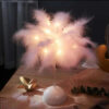 1PC Battery Power Led For Bedroom Wedding Decoration Feather Table Lamp With Smart Room Night Light