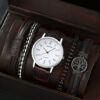 121858c6e04a3251 MSCXDK Brand 5pcs Black Quartz Watches Bracelet Men Business Casual Round Watch Life Tree PU Leather Bracelets Sets