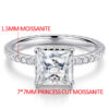 TFGLBU D Vvs1 7*7mm 2CT Princess Cut All Moissanite S Sterg Sliver Ring for Women Dia Wedding Proposal Band Jewelry