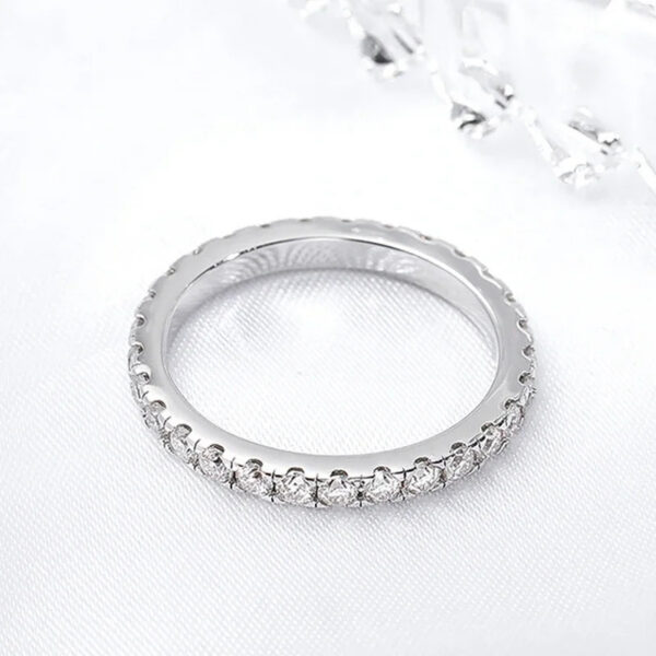 Smyoue 0.9ct 2mm Moissanite Ring for Women Men Full Enternity Match Wedding Diamond Band 100% Solid Sier Stackable Rings