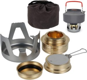 122d929c4bca3048 JIAHEY Mini Spirit Burner Windshield Alcohol Camping Stove Alloy Brass Lightweight Adjustable Temperature Alcohol Stove for Backpacking Hiking Outdoor, BBQ Cooking Picnic