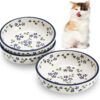 1245ba684a583024 Howise 5.3 in Ceramic Cat Bowls Set, Shallow Cat Food Bowl Small Pet Bowls Cat Dish for Food and Water, Green