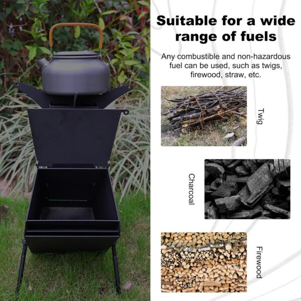 124701bab3062e10 Rocket Stove Wood Burning Camp Stove Rocket Stove for Cooking Portable Wood Mini Burning Stove, Fire Camping Stove for Cooking backyard cooking Camping grill outdoor events BBQ Comes with storage bag