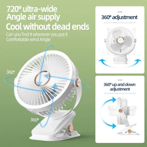 Camping Fan8000mAh Rechargeable Desktop Portable Air Circulator Wireless Ceig Electric With LED Light Clip-on Home Fan