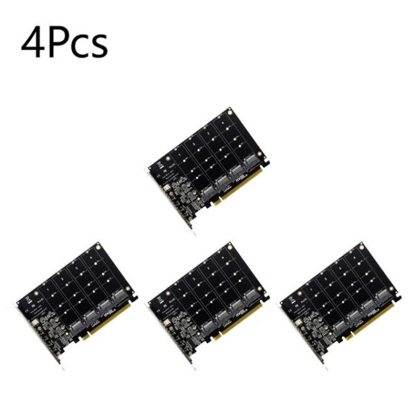 12537f2b932b01b2 4 Port M.2 NVME SSD To PCIE X16 Adapter Converter Support 2230/2242/2260/2280 Host Controller Expansion Card LED Indicator
