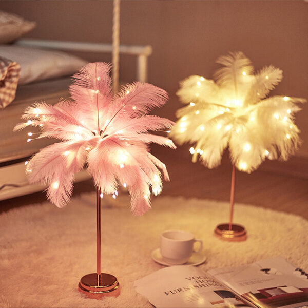 125aba28cbe731e1 Feather Desk Rechargeable Creative Remote Control Lamp Versatile Warm White for Party Wedding Christmas Decor