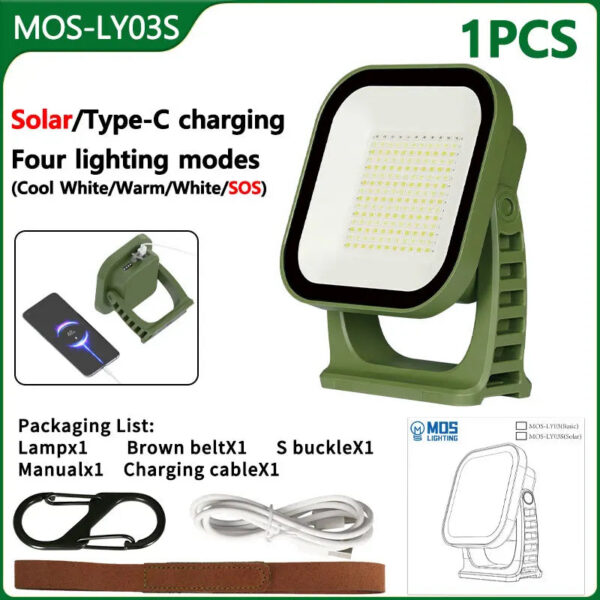 12631824e5f39eca MOSLIGHTING Solar Chargin Tent Strong Light with Magnet Zoom Portable Torch Camping lantern Work Maintenance Lighting 80W LED