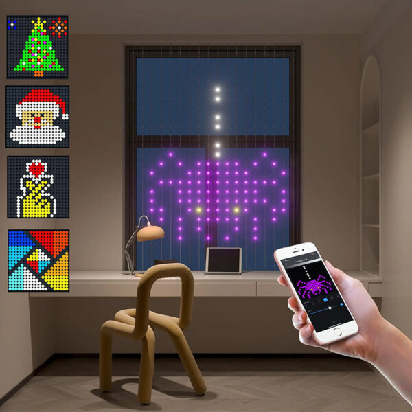 App DIY Picture Text Led Display Smart String Light RGB LED Bluetooth Control Curtain Lights