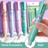 4set Retractable Pushable Student Drawing Design Office Eraser No Crumbs Do Not Leave A Mark Creative Push Type