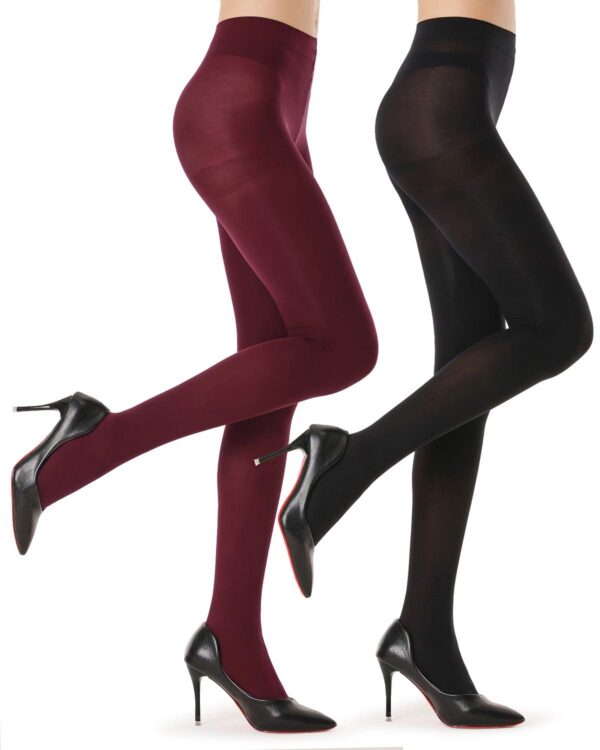 G&Y 2 Pairs Semi Opaque Tights for Women - 40D Microfiber Control Top Pantyhose