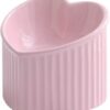 128235f2454a47e6 Cat Food Water Bowl Set - Raised Ceramic Cat Feeding Bowls with Non Slip Mat - Elevated Cat Dish Anti Vomiting - Whisker Friendly Wide Cat Bowl - Microwave and Dishwasher Safe - White & Pink (2pcs)