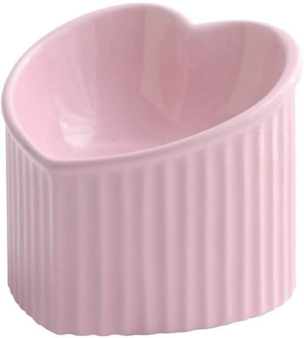 128235f2454a47e6 Cat Food Water Bowl Set - Raised Ceramic Cat Feeding Bowls with Non Slip Mat - Elevated Cat Dish Anti Vomiting - Whisker Friendly Wide Cat Bowl - Microwave and Dishwasher Safe - White & Pink (2pcs)