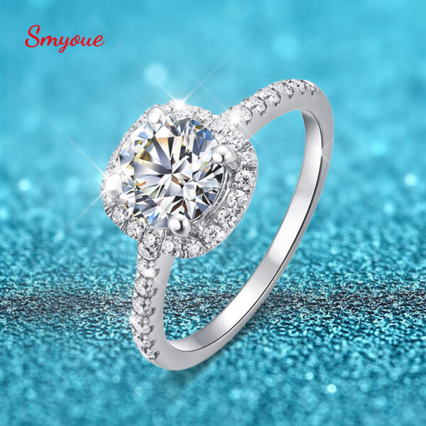 1284b1e2a8e4047c 100% Moissanite 1CT 2CT 3CT Brilliant Diamond Halo Engagement Rings For Women Girls Promise Gift Sterling Sier Jewelry