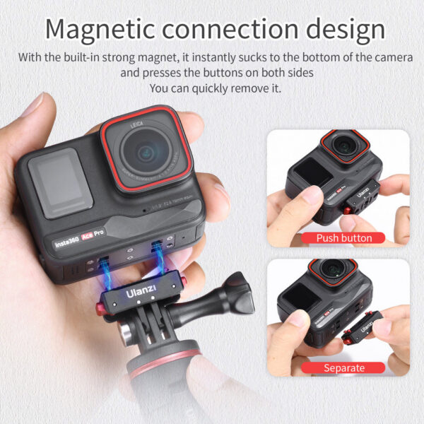 12991b1df83d7032 Ulanzi IN01 Magnetic Quick Release Mount Kit for Insta360 X4/X3/ONE X2/X/ GoPro Hero 13 with 1/4" Screw Action Camera Interface