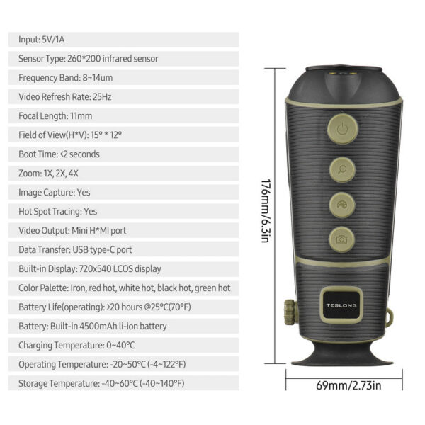 12a2a5a97e6a65e1 1000M TTS260 Telescope Outdoor 4500mAh Portable Night-vision Device Infrared Thermal Monocular