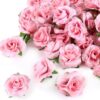 Kesoto 50pcs Pink Roses Artificial Flowers Bulk, 1.6" Small Silk Fake Roses Flower Heads for Decoration, Crafts, Wedding Centerpieces Bridal Shower Party Home Decor