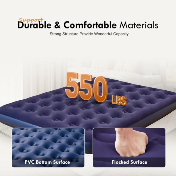 RAPTAVIS Single Size Air Mattress Inflatable Bed, Blow Up Mattress Camping Sleeping Pad