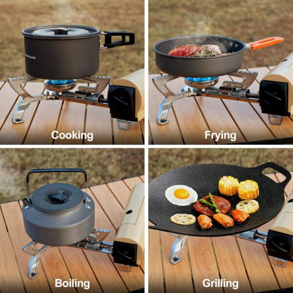 12e3d3e0c138eaa4 Odoland Portable Camping Stove Propane 1400W Gas Stove Collapsible Backpacking Stove for Indoor Outdoor Cooking Hiking and Picnic