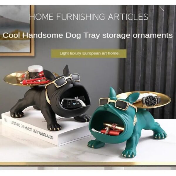 12ed457b4a6e06aa VIKAMA Bulldog Storage Ornaments Entrance Door Key Candy Tray Nordic Style Personalized Home Decor