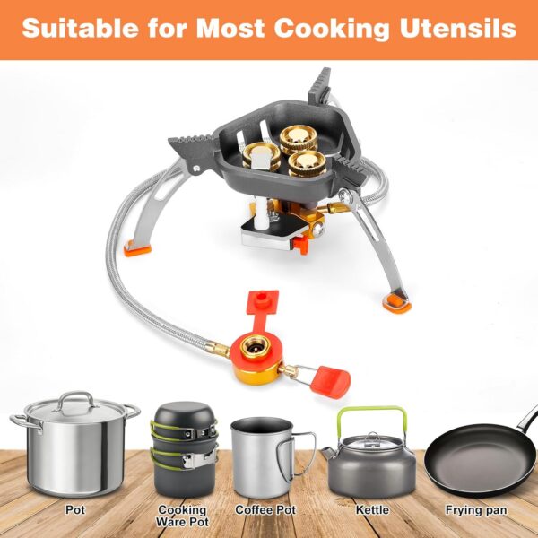 12ee82e775413e6f WADEO 7200W Windproof Camping Stove, Camping Gas Stove with Piezo Ignition and Butane Adapter, Portable Camp Stove Burner for Outdoor Backpacking Hiking and Picnic