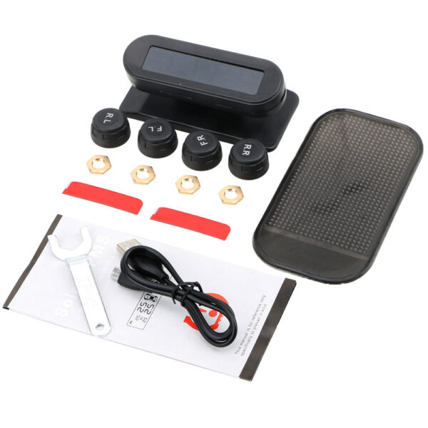 Tire Monitoring System Temperature Warning Fuel Save With 4 External Sensors Solar TPMS Car Tyre Pressure Monitor