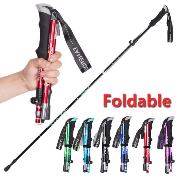 12fb92e3ee2f9dc7 5-Section Telescopic Folding Trekking Poles Outdoor Camping Ultralight Portable Foldable Walking Hiking Stick