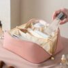 Large Capacity Travel Portable Leather Cosmetic Women Bathroom Wash Bag Multifunctional Toiletry Kit