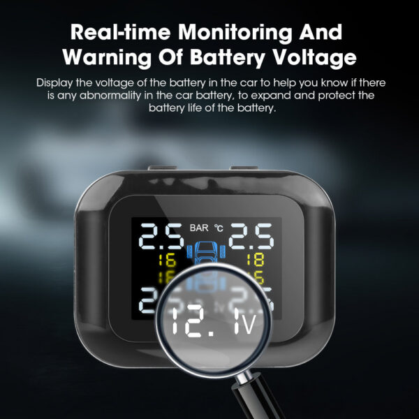 Car Cigarette Lighter Wireless Universal TPMS USB Digital tpms Tire Pressure Alarm System 4 External Internal Sensor