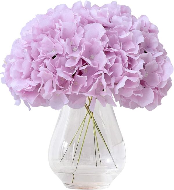 Hydrangea Silk Flower White 10 Heads Artificial Hydrangea Silk Flowers Head for Wedding Centerpieces Bouquets DIY Floral Decor Home Decoration with Long Stems - White