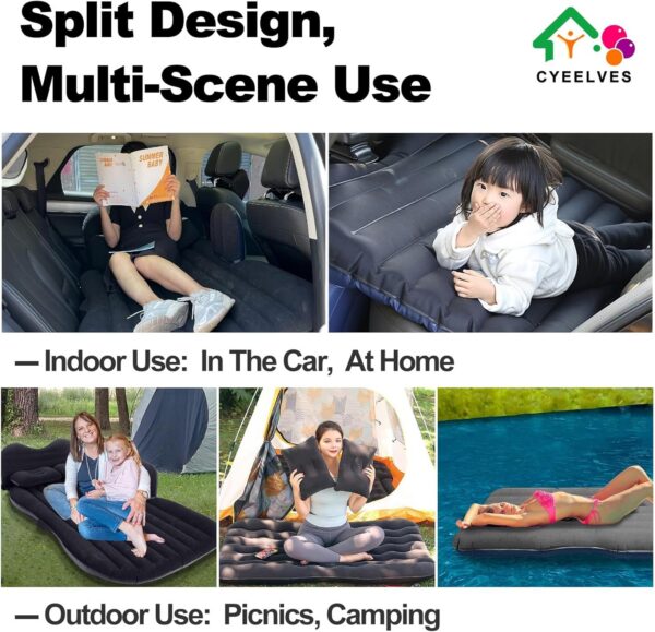 Car Inflatable Bed Mattress, Mattress Back Seat RV Mattresses, Travel for Automotive SUV Truck Berlina Furgonetas Grande Cars Backseat Sleeping Bed,Full