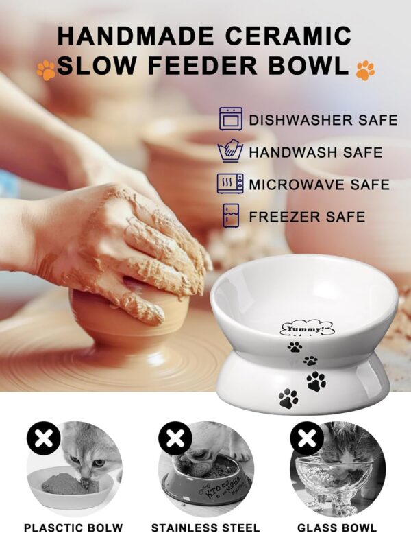 132523bc638ea6ec Y YHY Cat Bowl Anti Vomiting, Raised Cat Food Bowls, Tilted Elevated Cat Bowl, Ceramic Pet Food Bowl for Flat Faced Cats, Small Dogs, Protect Pet's Spine, Dishwasher Safe