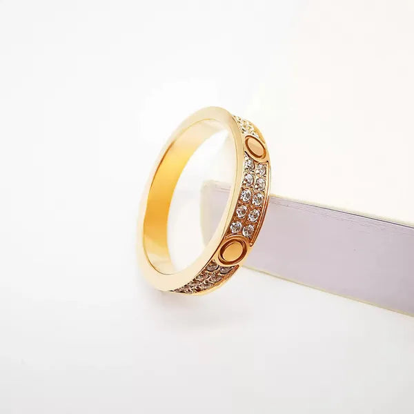 13392f13fc00da01 brand Jewelry Designer Couples Diamond Screw Ring Ladies stainless steel zircon jewelry Gift 6-10