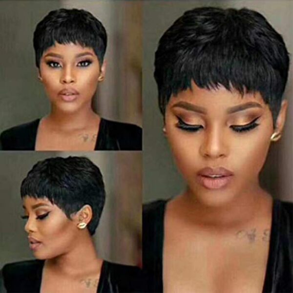 Short Straight Wigs Natural Color Brazilian Remy Pixie Cut Cheap Human Hair Wig For Black Women MYLOCKME