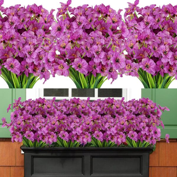 135cecafa3bd344b AmyHomie 20 Bundles Artificial Flowers Outdoor UV Resistant Faux Flowers No Fade Fake Plastic Plants Garden Porch Window Box Decorating(Bright Yellow)