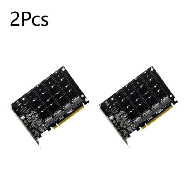 136cd6f8622d94fe 4 Port M.2 NVME SSD To PCIE X16 Adapter Converter Support 2230/2242/2260/2280 Host Controller Expansion Card LED Indicator